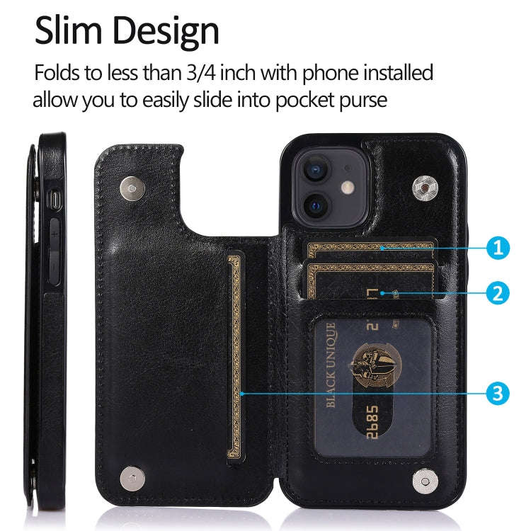 Shockproof PU + TPU Leather Case with Card Slots & Holder & Photo Frame & Wallet, For iPhone 12 m...