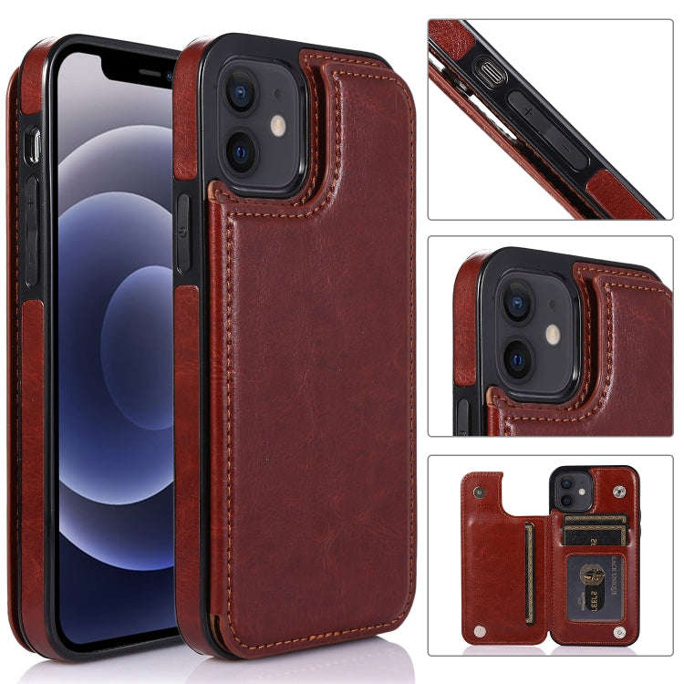 Shockproof PU + TPU Leather Case with Card Slots & Holder & Photo Frame & Wallet, For iPhone 12 m...