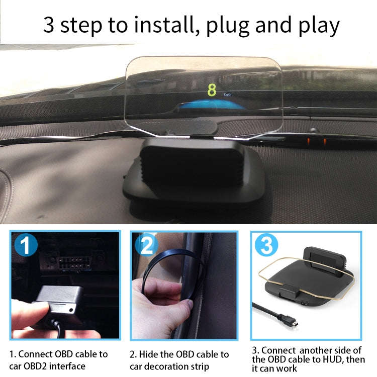 C1 OBD2 + GPS Mode Car HUD Head-up Display Compass / Speed / Water Temperature / Voltage Display ...