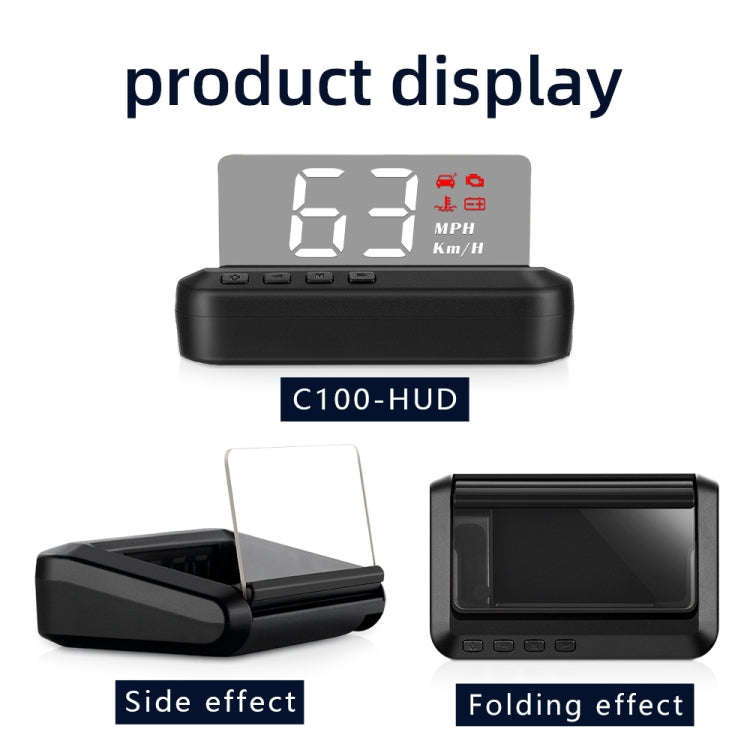 C100 Car HUD Head-up Display OBD2 Fault Code Elimination Overspeed / Fault Alarm, C100
