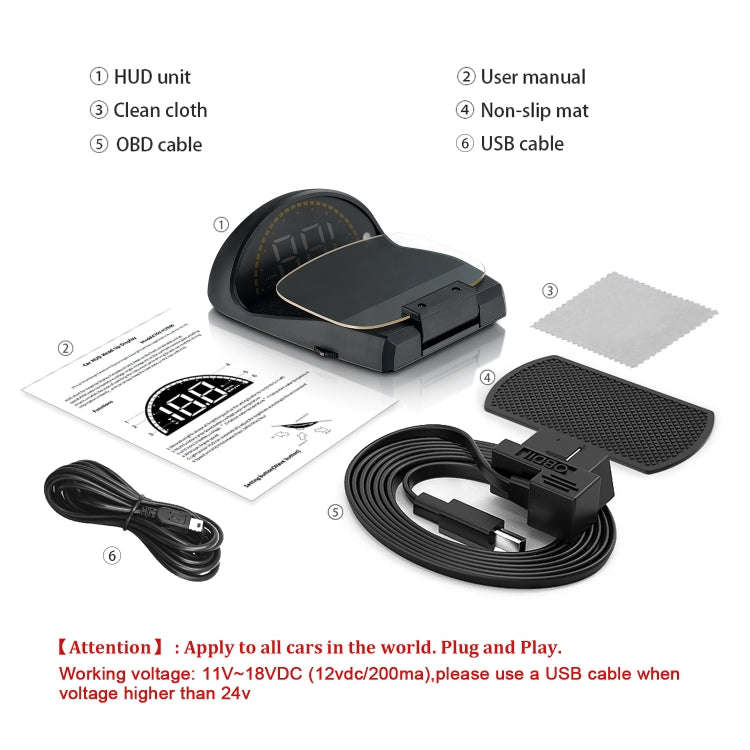 C700S OBD2 + GPS Mode Car HUD Head-up Display Fault Alarm, C700S