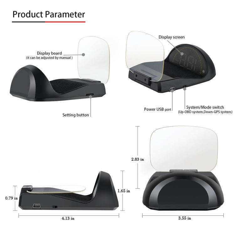 C700S OBD2 + GPS Mode Car HUD Head-up Display Fault Alarm, C700S