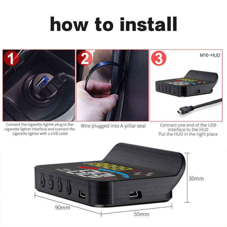 M16 Car HUD Head-up Display GPS Speed Meter Speed / Voltage, M16