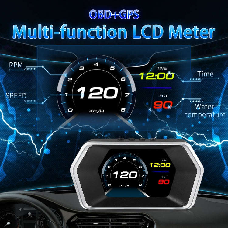 P17 Car HUD Head-up Display GPS Speed Meter Car OBD2 Fault Elimination Code, P17