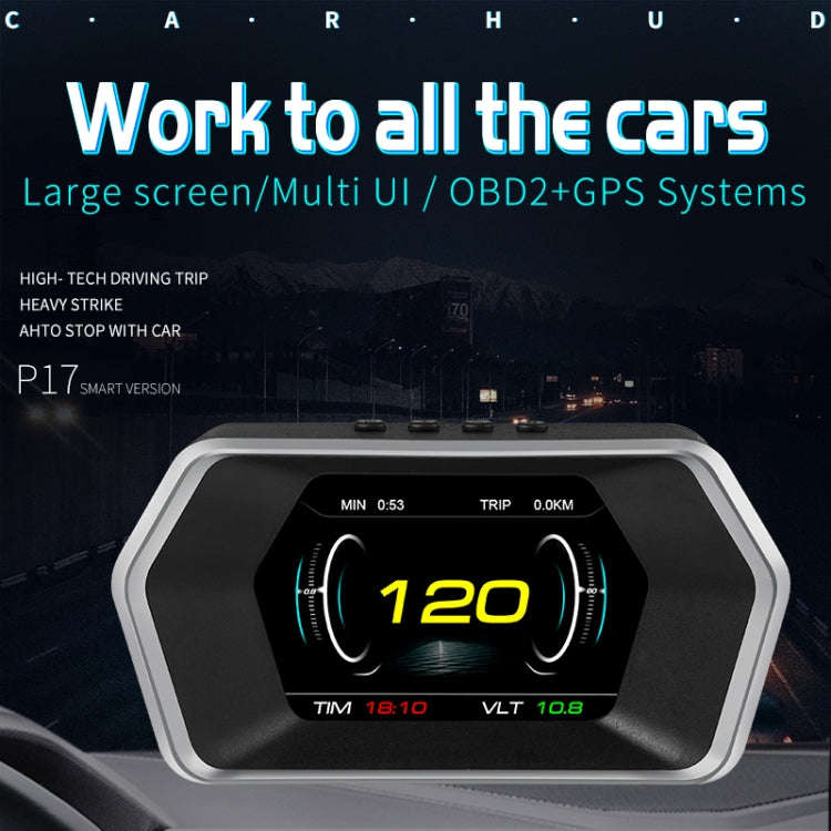 P17 Car HUD Head-up Display GPS Speed Meter Car OBD2 Fault Elimination Code, P17