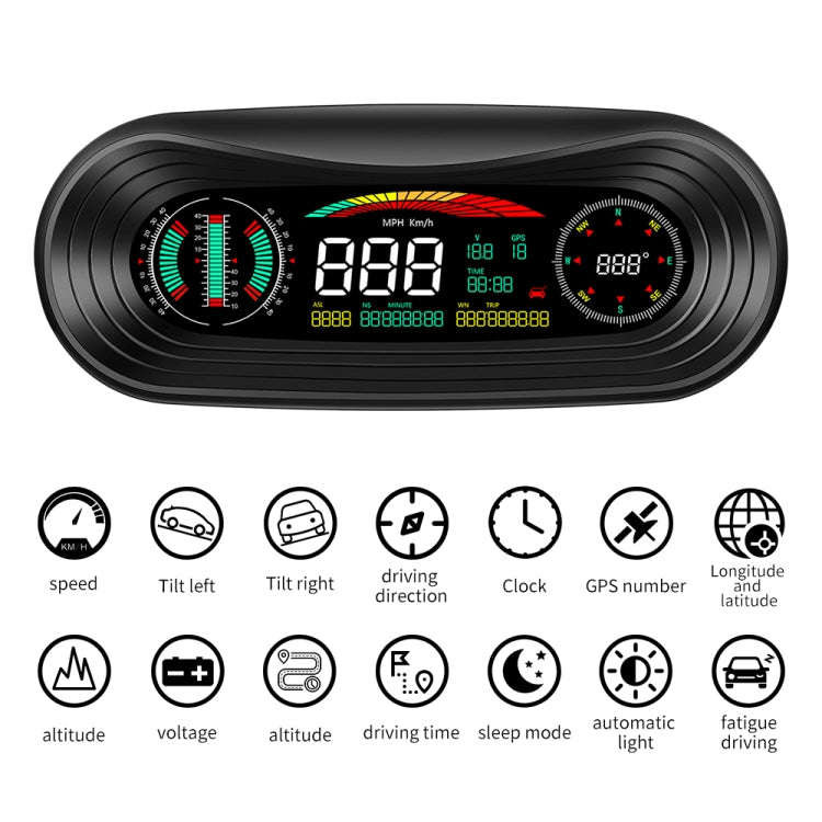 P18 GPS Car HUD Head-up Display Vehicle Speed / Voltage / Mileage, P18