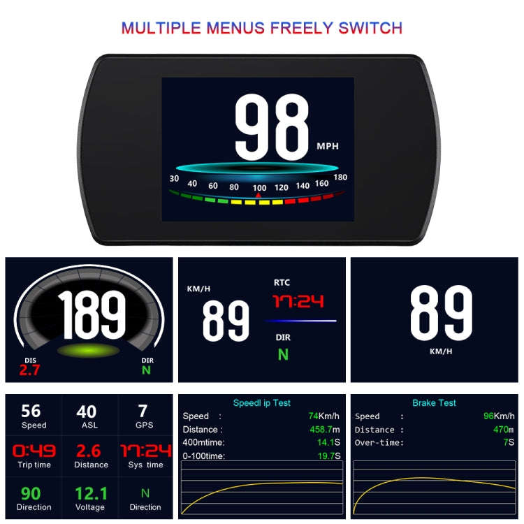 T800 Car HUD Head-up Display GPS Speed Display Speed / Voltage Alarm Altitude Display, T800