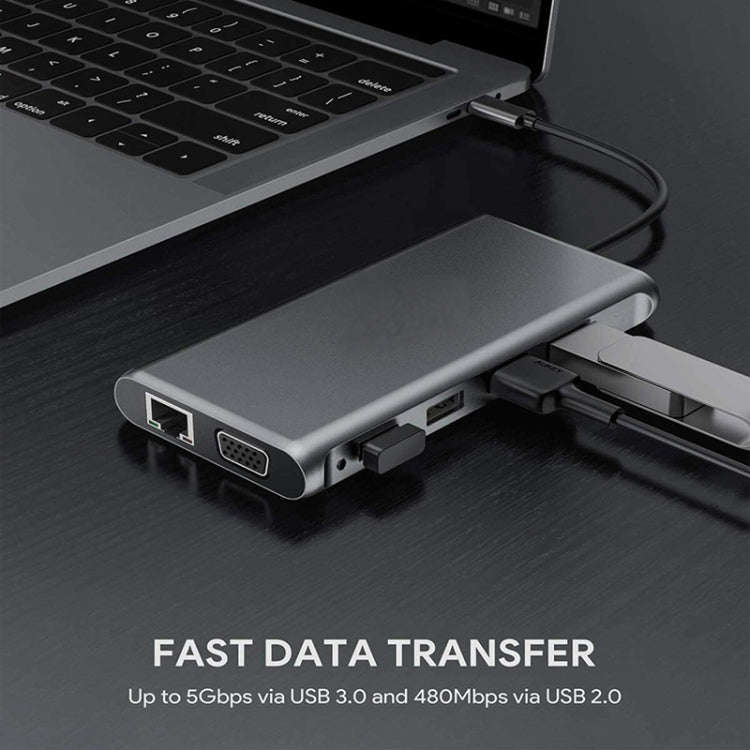 12 in 1 HDMI x2 + USB3.0 + USB2.0 + PD Charging + VGA + RJ45 + 3.5mm Jack + TF/SD x2 Type-C / USB...