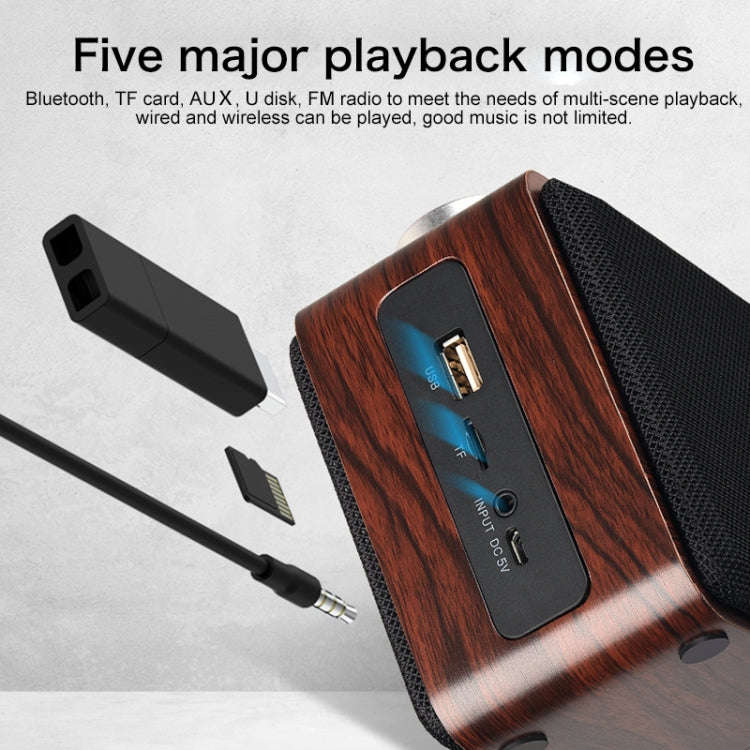 W5A Subwoofer Fabric Wooden Touch Bluetooth Speaker, Support TF Card & U Disk & 3.5mm AUX, Walnut...