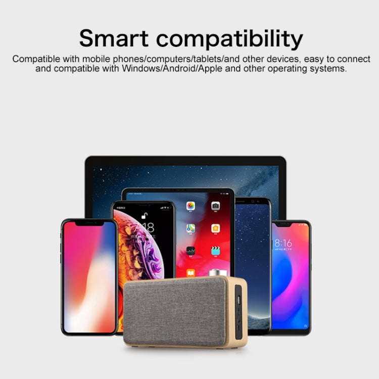 W5A Subwoofer Fabric Wooden Touch Bluetooth Speaker, Support TF Card & U Disk & 3.5mm AUX, Walnut...