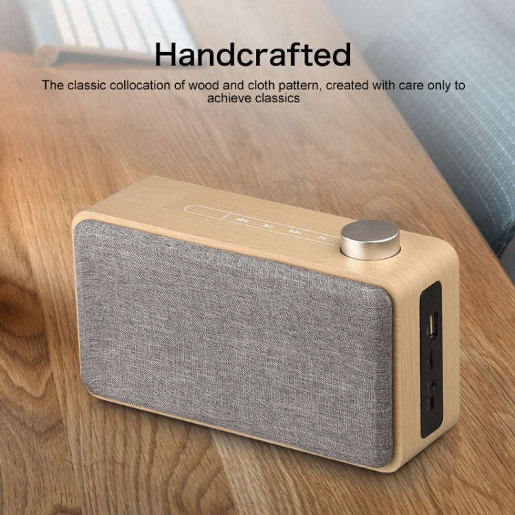 W5A Subwoofer Fabric Wooden Touch Bluetooth Speaker, Support TF Card & U Disk & 3.5mm AUX, Walnut...