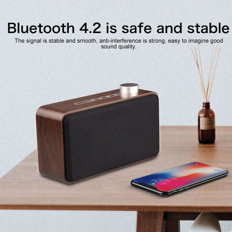 W5A Subwoofer Fabric Wooden Touch Bluetooth Speaker, Support TF Card & U Disk & 3.5mm AUX, Walnut...