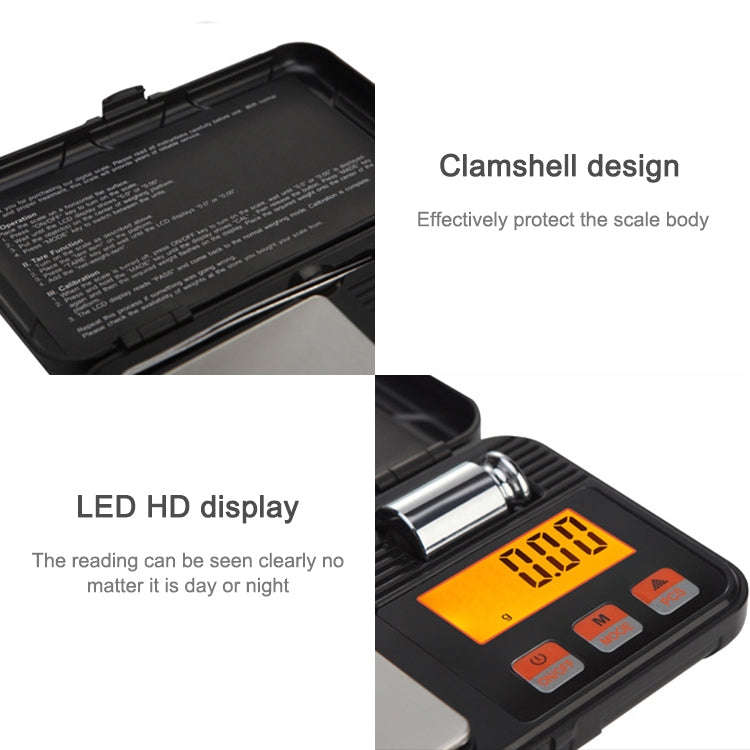 200g/0.01g High-Precision Portable Jewelry Scale  Mini Electronic Scale Precision Carat Electroni...