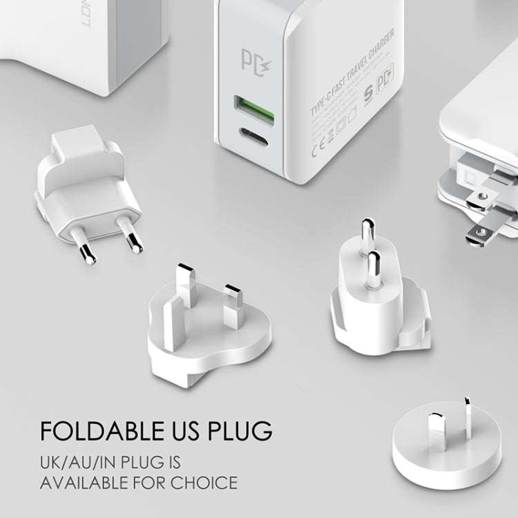 LDNIO A4403C 30W PD + Auto-id Foldable Fast Travel Charger with 1m 8 Pin Cable, AU Plug, with 8 P...