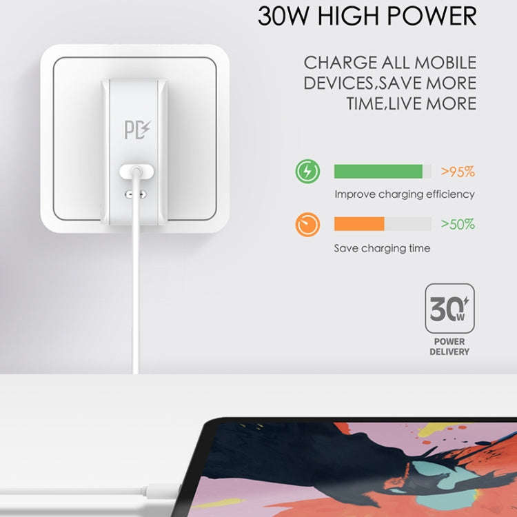 LDNIO A4403C 30W PD + Auto-id Foldable Fast Travel Charger with 1m 8 Pin Cable, AU Plug, with 8 P...