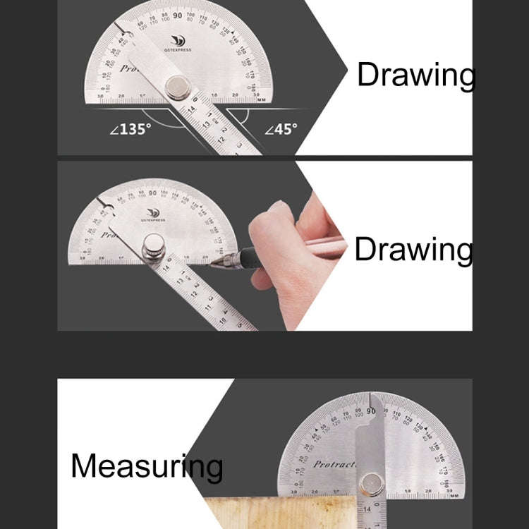 0-180 Degree Stainless Steel Protractor Angle Finder with 0-150mm Arm Measuring Ruler Tool, 0-150...