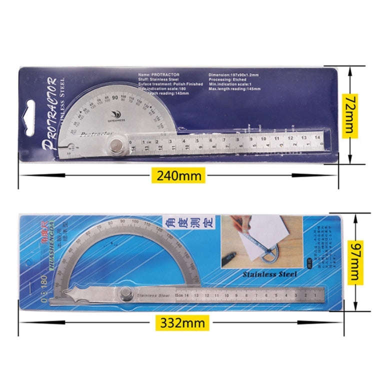 0-180 Degree Stainless Steel Protractor Angle Finder with 0-150mm Arm Measuring Ruler Tool, 0-150...