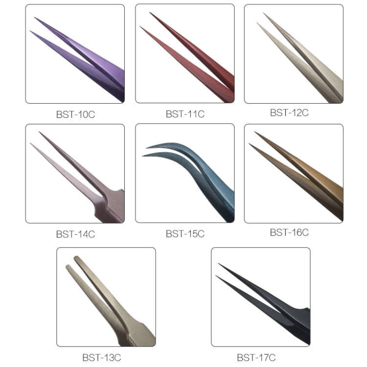 BEST BST-17C  Newest  Extra Long  Precision Stainless Steel Eyelash Extension Volume Tweezers, BS...