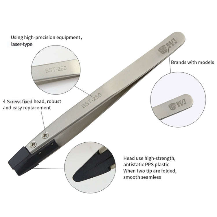 BEST BST-250  Stainless Steel Snti Static Tweezer, BST-250