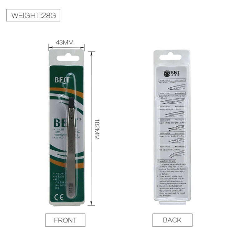 BEST BST-250  Stainless Steel Snti Static Tweezer, BST-250