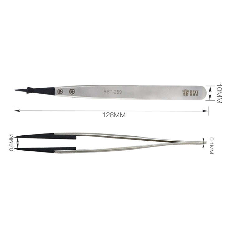 BEST BST-259 Stainless Steel Snti Static Tweezer, BST-259