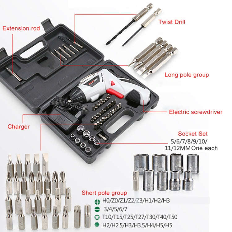 4.8V Multi-functional Household Electric Screwdriver Electric Drill Electric Screwdriver Set US P...