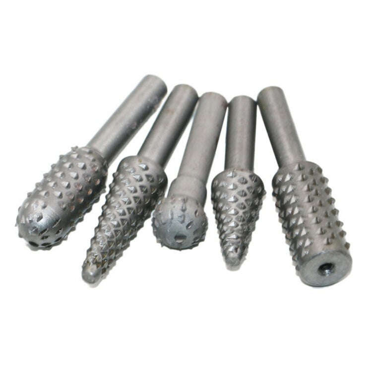 5 PCS/Set Woodworking Wood Carving 6mm Shank Rotating Embossed Grinding Head File Rasp Drill Bits...