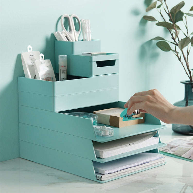 Desktop Removable A4 Assembled File Storage Box, 0115-1 (Blue Green), 0115-1 (Grey White)