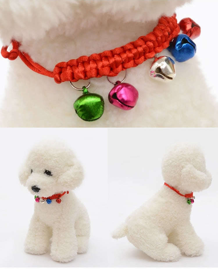 10 PCS Hand-Woven Adjustable Pet Bell Collars, Adjustable Perimeter: 18-32cm, Random Color Delive...