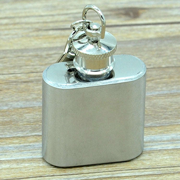 28mL(1oz)Cute Mini Portable Wine Jug Handy Stainless Steel Hip Flask with a Key Chain(Silver), 28...