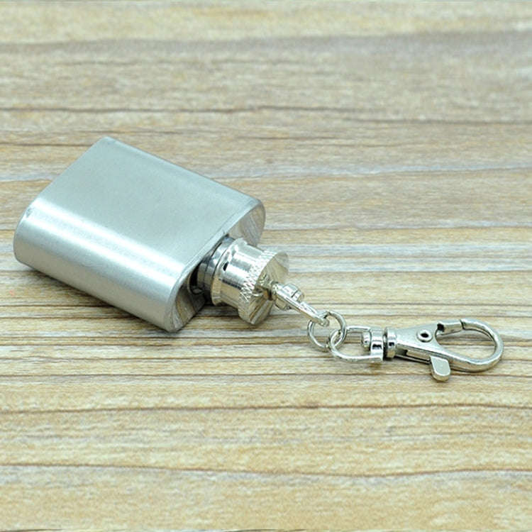 28mL(1oz)Cute Mini Portable Wine Jug Handy Stainless Steel Hip Flask with a Key Chain(Silver), 28...