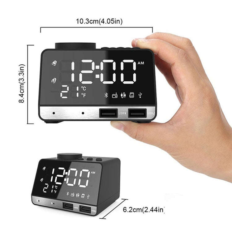 K11 Bluetooth Alarm Clock Speaker Creative Digital Music Clock Display Radio with Dual USB Interf...