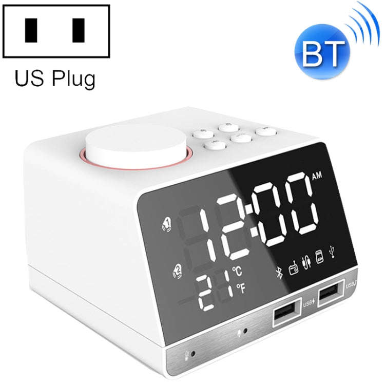 K11 Bluetooth Alarm Clock Speaker Creative Digital Music Clock Display Radio with Dual USB Interf...