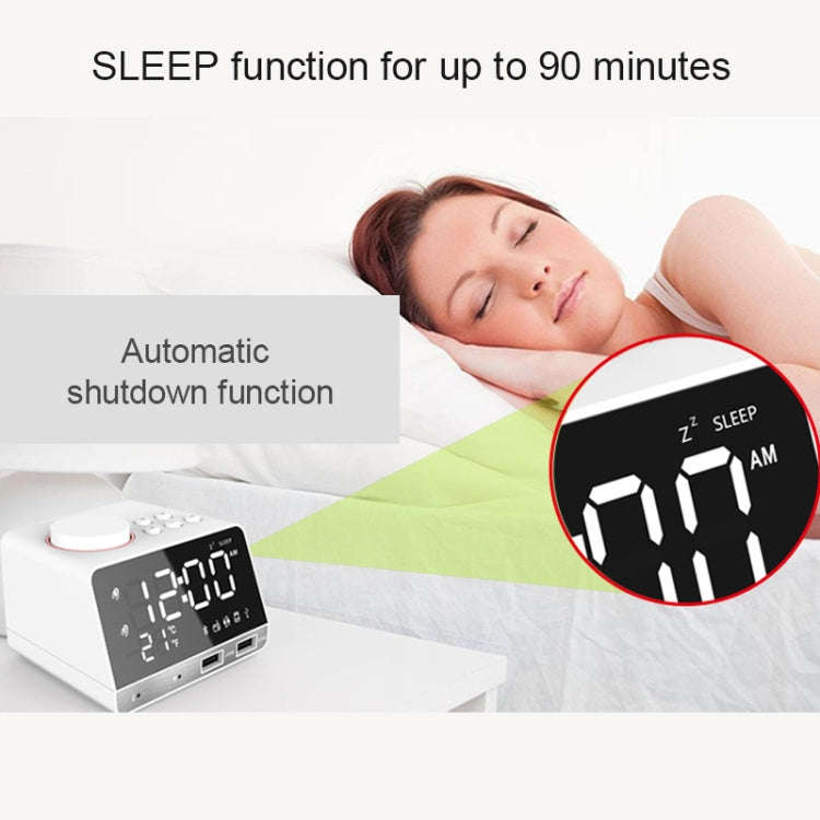 K11 Bluetooth Alarm Clock Speaker Creative Digital Music Clock Display Radio with Dual USB Interf...