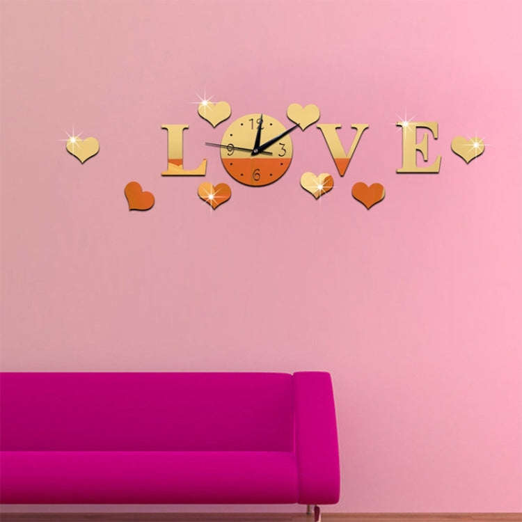 Creative LOVE Clock Acrylic Mirror DIY Wall Sticker, LOVE Clock Acrylic Mirror (Black), LOVE Cloc...