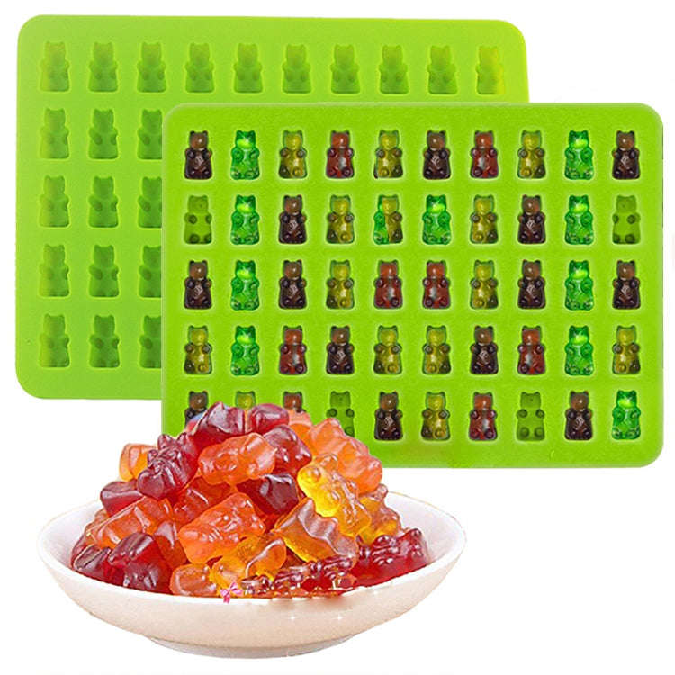 2 PCS 50 Holes Small Bear Chocolate Tray Silicone Mold Cookie Mold Candy Mold, Random Color Deliv...