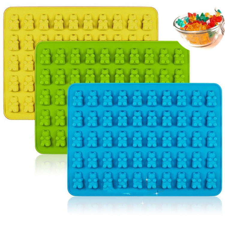 2 PCS 50 Holes Small Bear Chocolate Tray Silicone Mold Cookie Mold Candy Mold, Random Color Deliv...