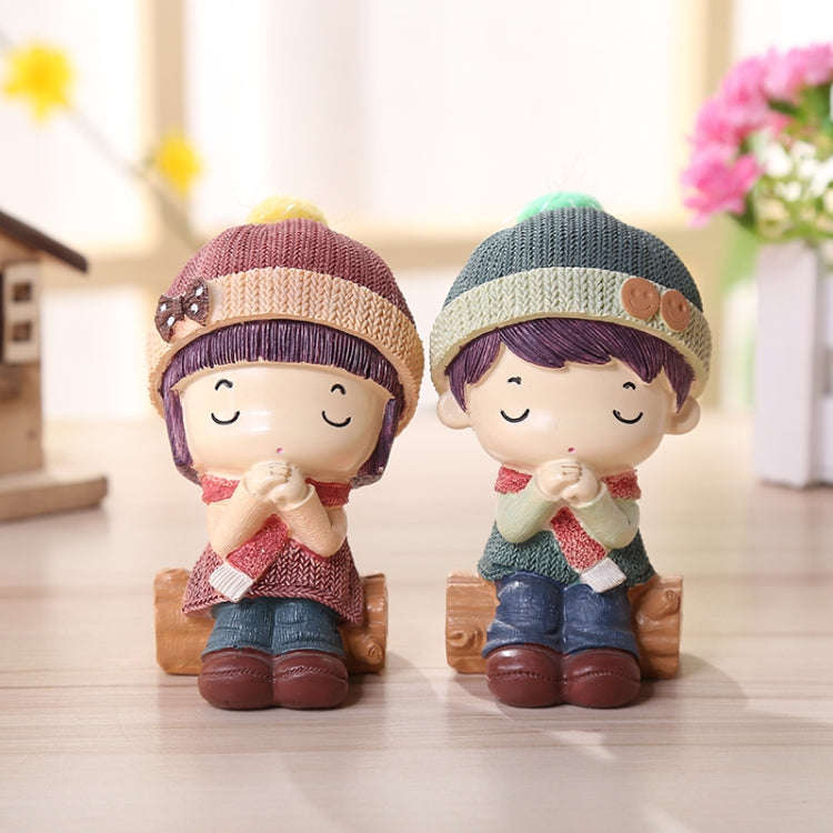 1 Pair Resin Crafts Creative Home Decoration Doll, Random Style Delivery, Y373