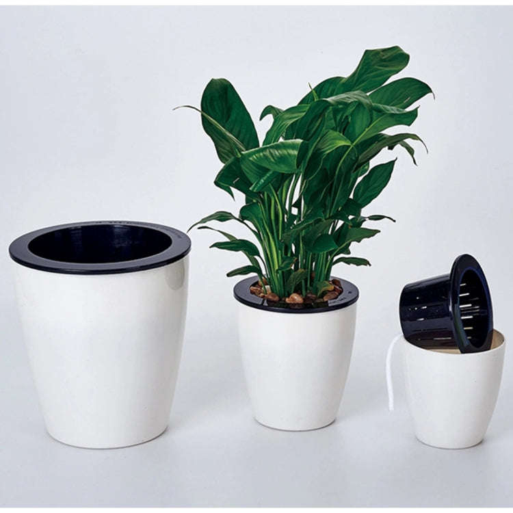 Lazy Flower Pots Automatic Water-absorbing Hydroponic Potted Plants Circular Resin Plastic Flower...