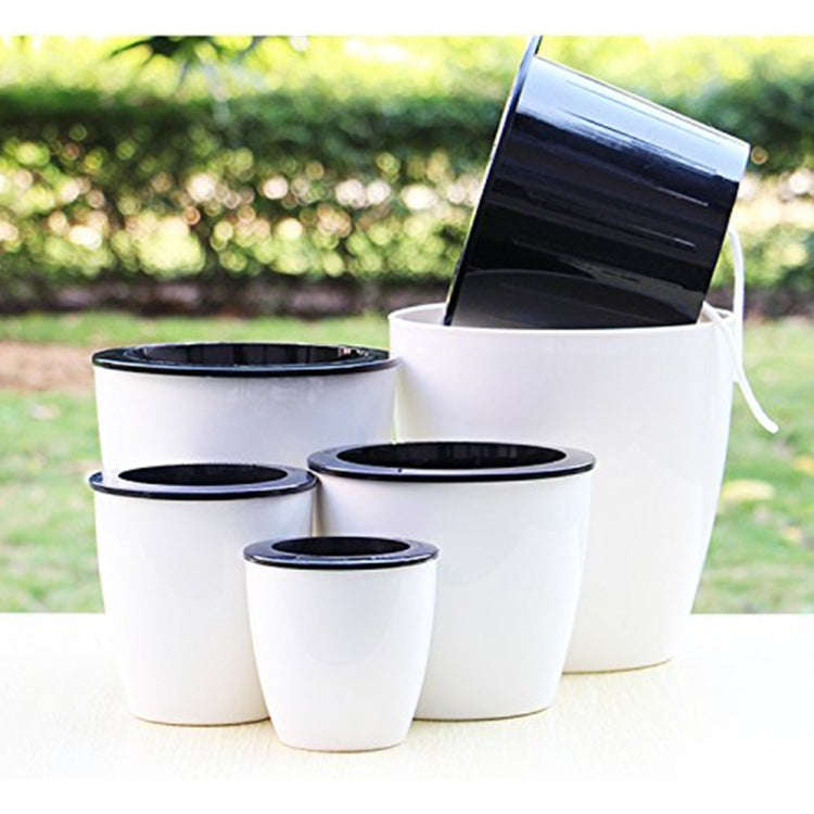 Lazy Flower Pots Automatic Water-absorbing Hydroponic Potted Plants Circular Resin Plastic Flower...