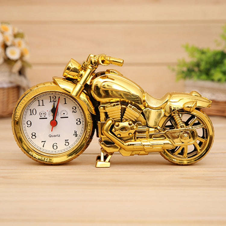 Cartoon Motorcycle Alarm Clock Bedroom Plastic Pointer Alarm Clock, Size: 23*13*6cm, Gold, Gold, ...