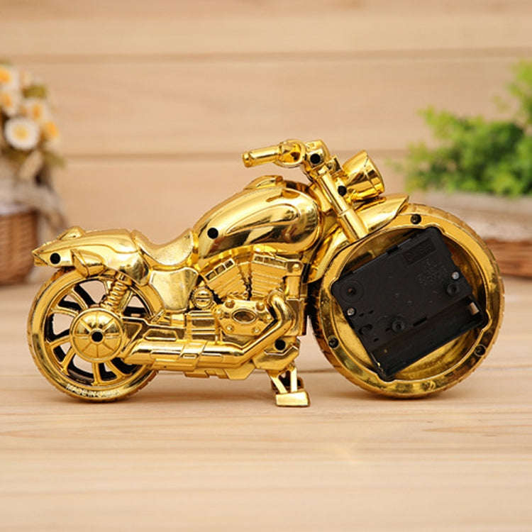 Cartoon Motorcycle Alarm Clock Bedroom Plastic Pointer Alarm Clock, Size: 23*13*6cm, Gold, Gold, ...