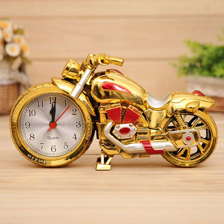 Cartoon Motorcycle Alarm Clock Bedroom Plastic Pointer Alarm Clock, Size: 23*13*6cm, Gold, Gold, ...