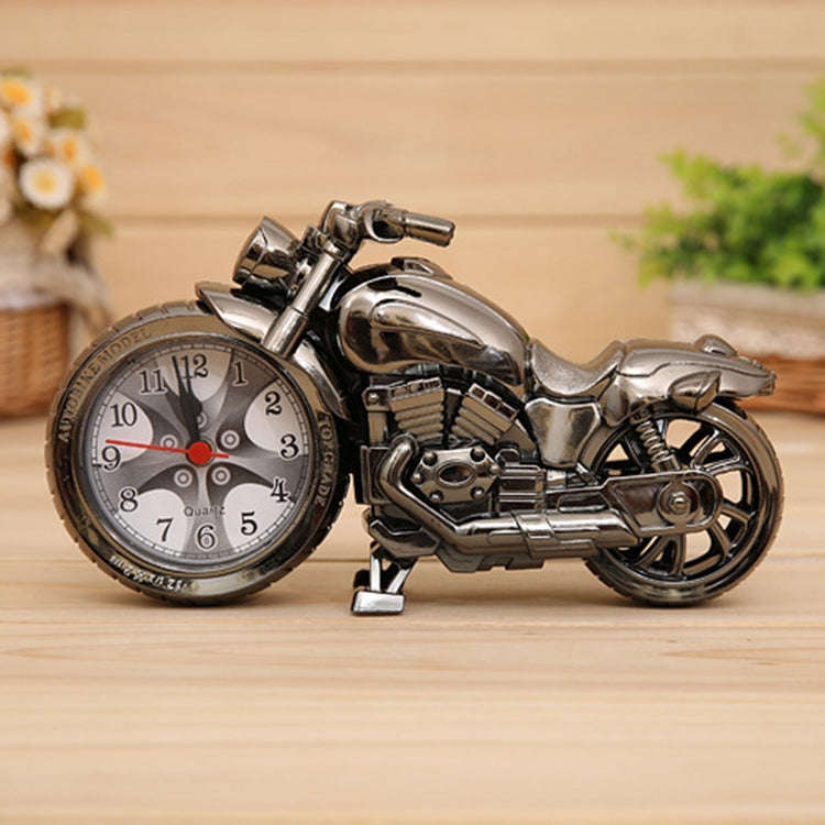 Cartoon Motorcycle Alarm Clock Bedroom Plastic Pointer Alarm Clock, Size: 23*13*6cm, Gold, Gold, ...