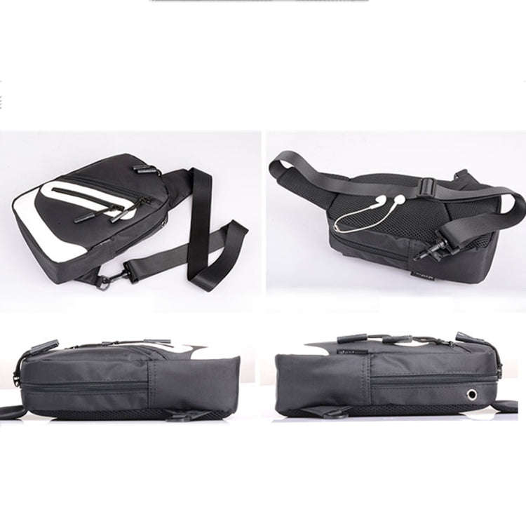 Multi-Function Portable Casual Canvas  Chest Bag Outdoor Sports Shoulder Bag with External USB Ch...