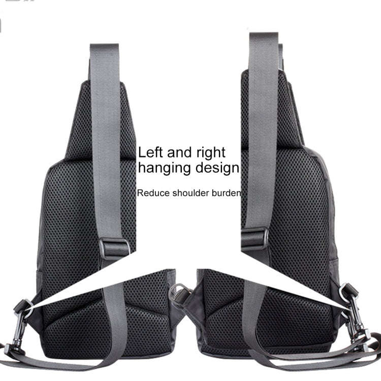 Multi-Function Portable Casual Canvas  Chest Bag Outdoor Sports Shoulder Bag with External USB Ch...