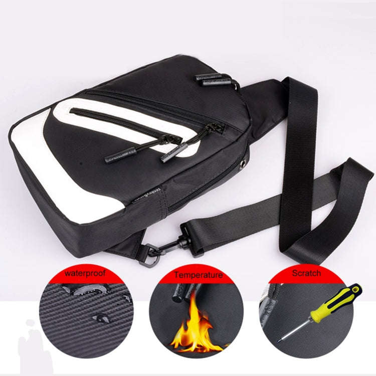 Multi-Function Portable Casual Canvas  Chest Bag Outdoor Sports Shoulder Bag with External USB Ch...