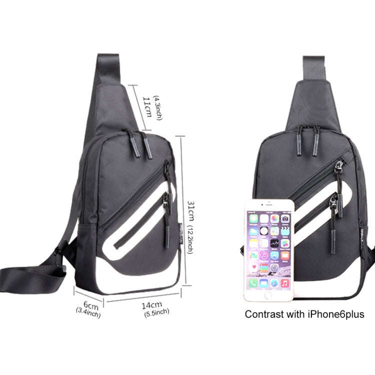Multi-Function Portable Casual Canvas  Chest Bag Outdoor Sports Shoulder Bag with External USB Ch...
