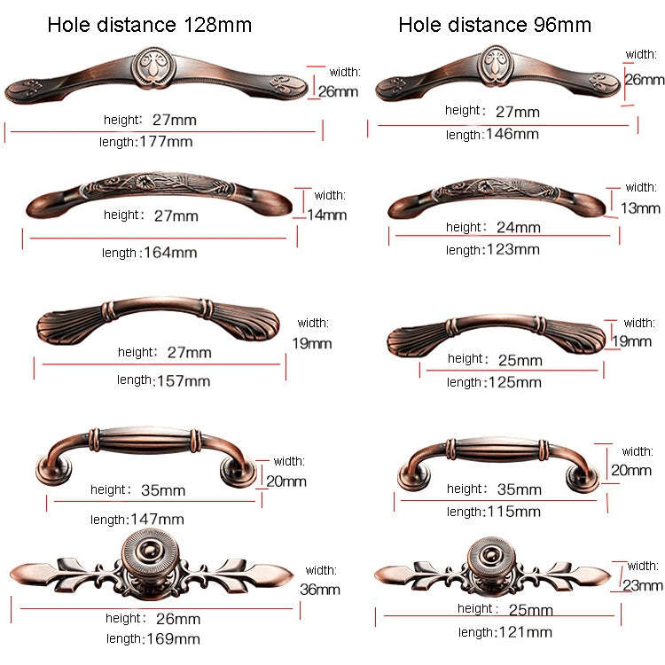 6029-96 Solid Wood Furniture Cabinet Handle Red Bronze Handles, 6029-96