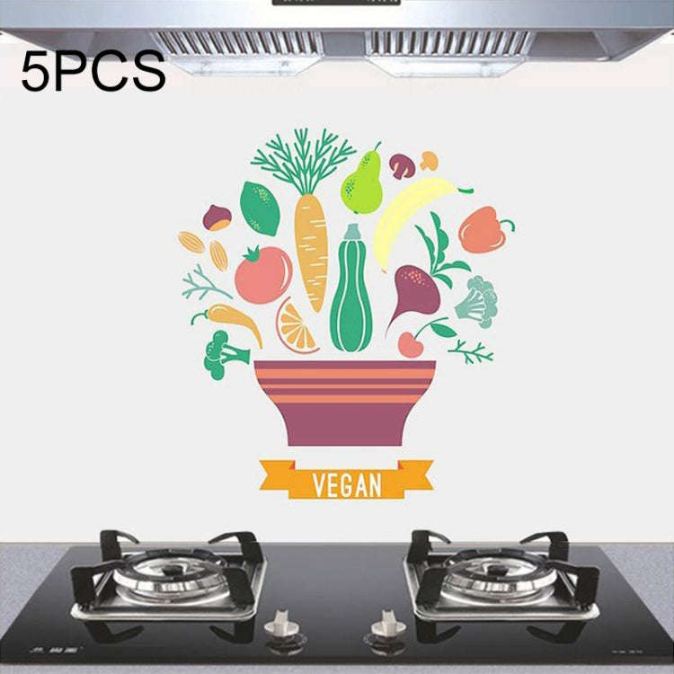5 PCS Fruit Vegetable Pattern Household Kitchen Self-adhesive High Temperature Resistance Oil Res...